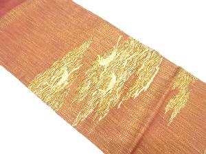 流水に笹舟模様織出し袋帯